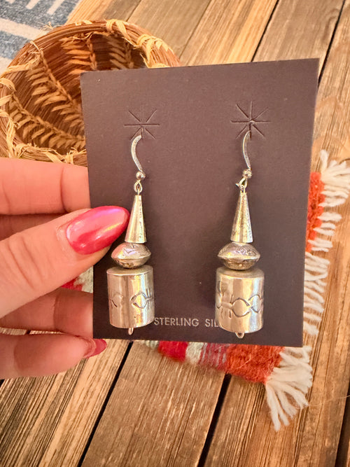 Handcrafted Sterling Silver Pearl Beaded Dangle Earrings
