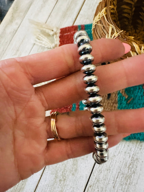 Navajo 6mm Sterling Silver Pearl Beaded Bracelet