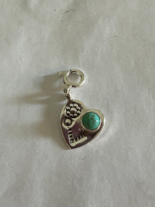 Sterling Silver and Turquoise Garden Heart Charm