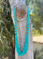 Turquoise Colored Beaded Strand Necklace