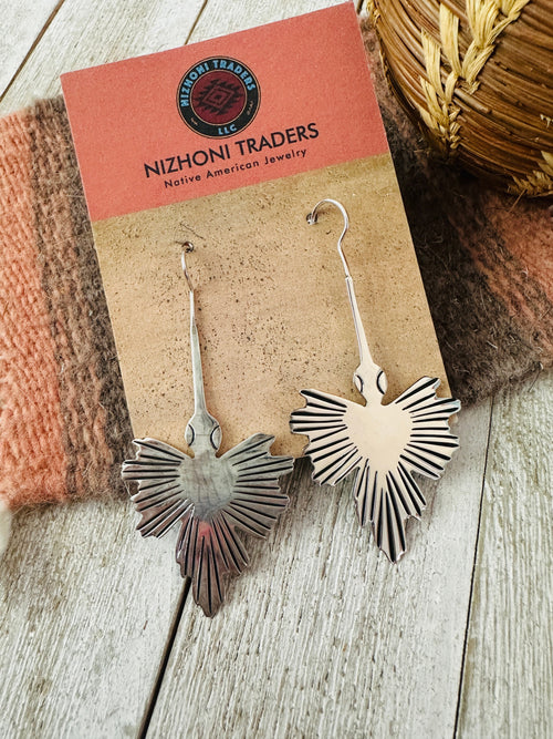 Old Pawn Navajo Sterling Silver Waterbird Dangle Earrings