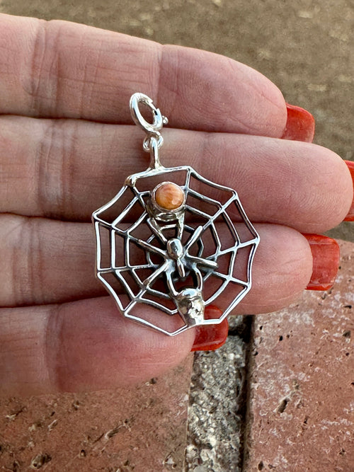 Halloween Collection Sterling Silver & Spice Spider Web Charm