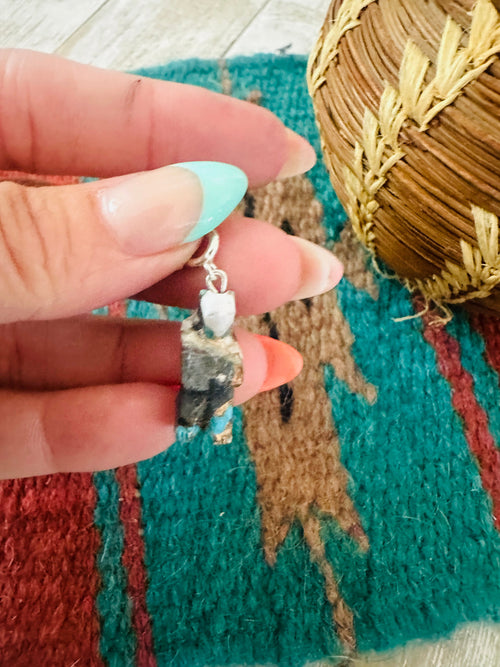 Navajo Hand Carved Blue Mojave Bear Charm