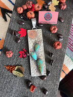 Kimari Somers Hand Stamped Sterling Silver, Copper, Brass & Kingman Turquoise Prickly Pear Cactus Sun Pendant