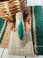 Old Pawn Handcrafted Malachite & Sterling Silver Ring Size 8