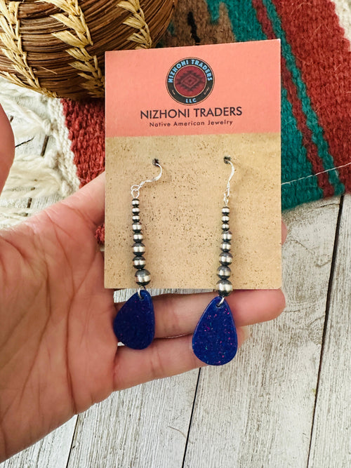 Summer Lovin’ Navajo Sterling Silver Pearl Beaded Opal Teardrop Dangle Earrings