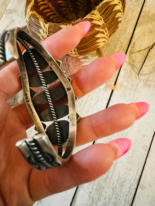 Navajo Sterling Silver & Orange Spiny Cuff Bracelet by Diane Wylie