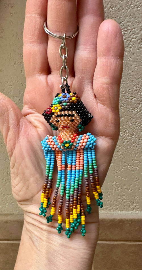 Handmade Beaded Frida Kahlo Keychain