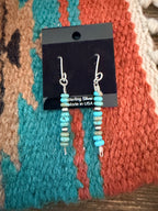 Handmade Sterling Silver and Turquoise Beaded Dangle Earrings