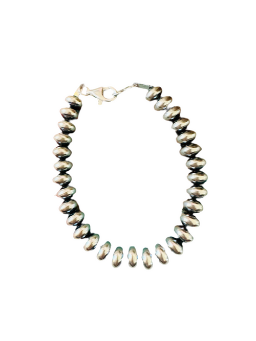 Navajo 6mm Sterling Silver Pearl Beaded Bracelet