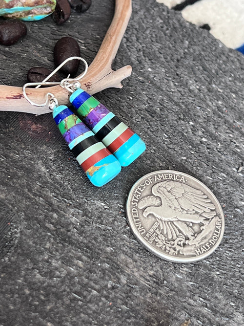 Santo Domingo Layered Multistone Earrings by Ronald Chavez, Stacked Gems #8