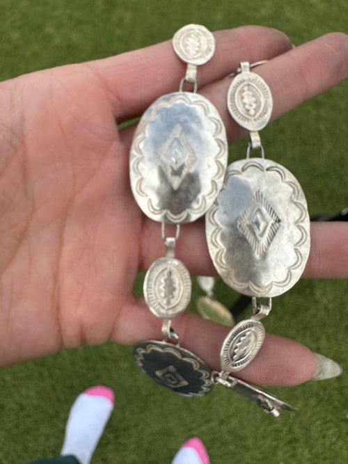 Handcrafted Vintage Old Pawn Sterling Silver Concho Belt