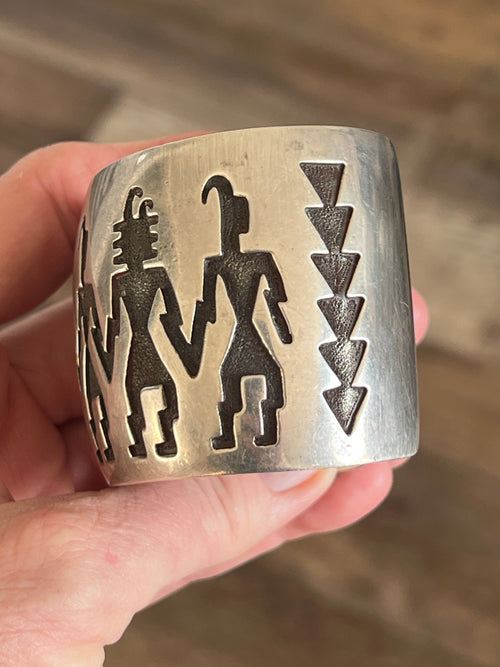 Vintage Sterling Silver Hopi Petroglyph Cuff