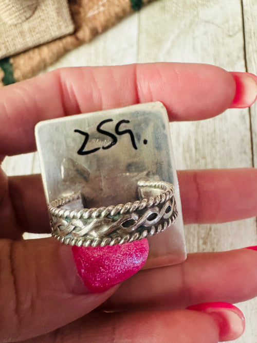 Old Pawn Coral and Sterling Silver Ring Size 11