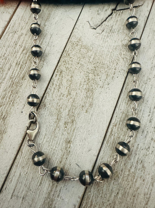 Handcrafted Sterling Silver 6mm Rosary Beaded Necklaces 144"