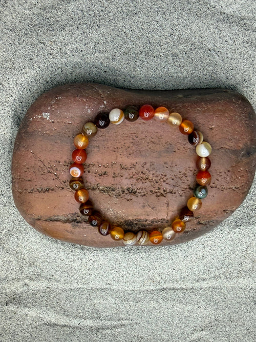 Red Agate 6mm beaded stretch bracelet