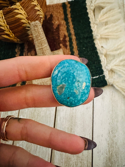 Old Pawn Handcrafted Turquoise & Sterling Silver Adjustable Ring