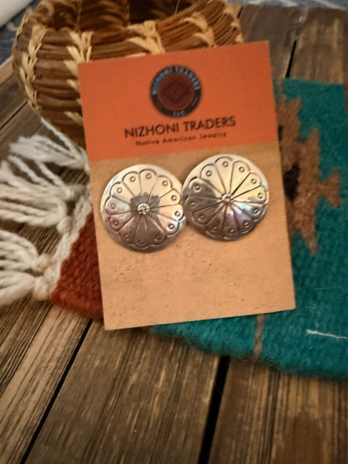 Old Pawn Handcrafted Sterling Silver Concho Post Earrings