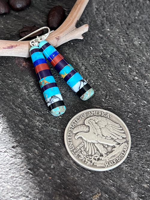 Santo Domingo Layered Multistone Earrings by Ronald Chavez, Stacked Gems #10