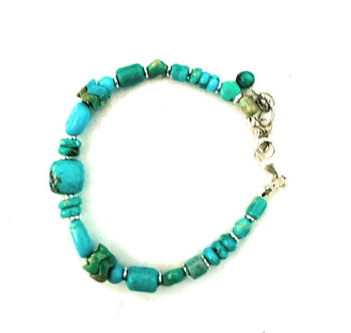 Navajo Turquoise & Sterling Silver Beaded Bracelet