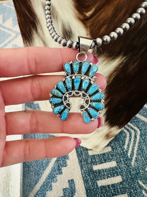 Handcrafted Turquoise & Sterling Silver Naja Necklace
