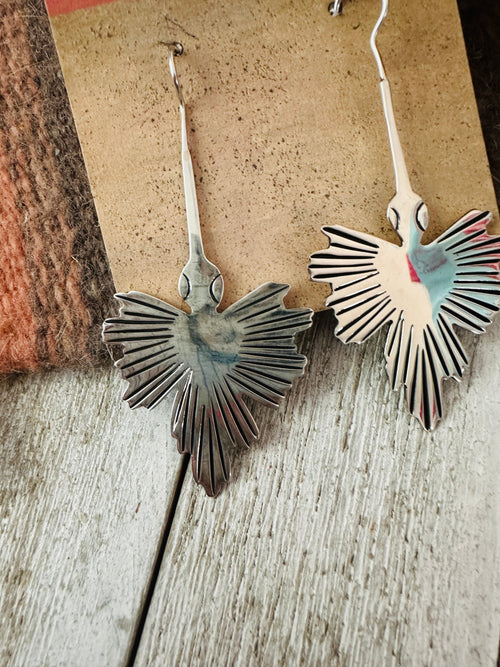 Old Pawn Navajo Sterling Silver Waterbird Dangle Earrings