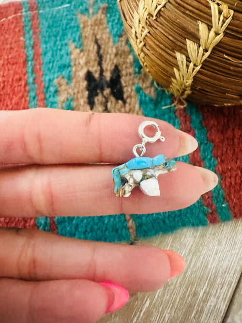 Navajo Hand Carved Blue Mojave Bear Charm