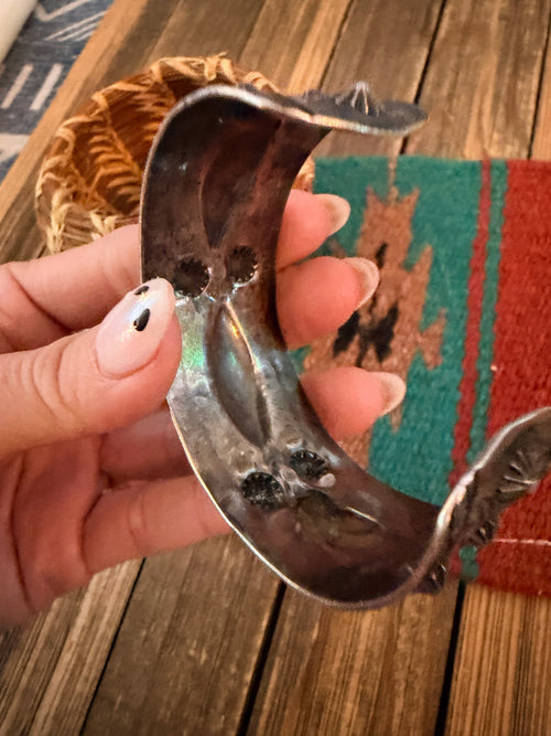 Handcrafted Old Pawn Sterling Silver Cuff Bracelet