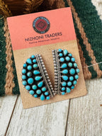 Old Pawn Navajo Sterling Silver & Turquoise Cluster Post Earrings