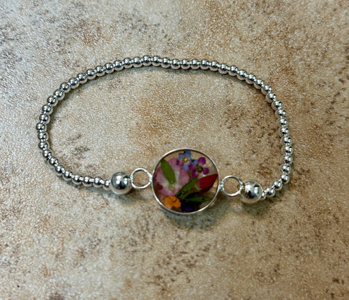 Primavera Stretch Sterling Silver Beaded Round Bracelet