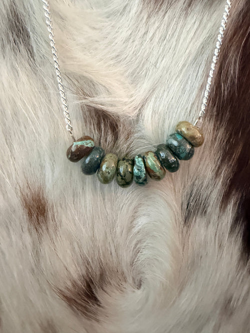 Handmade Sterling Silver & Turquoise Beaded Necklace