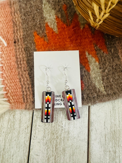 Navajo Handmade Multicolor Beaded Dangle Earrings