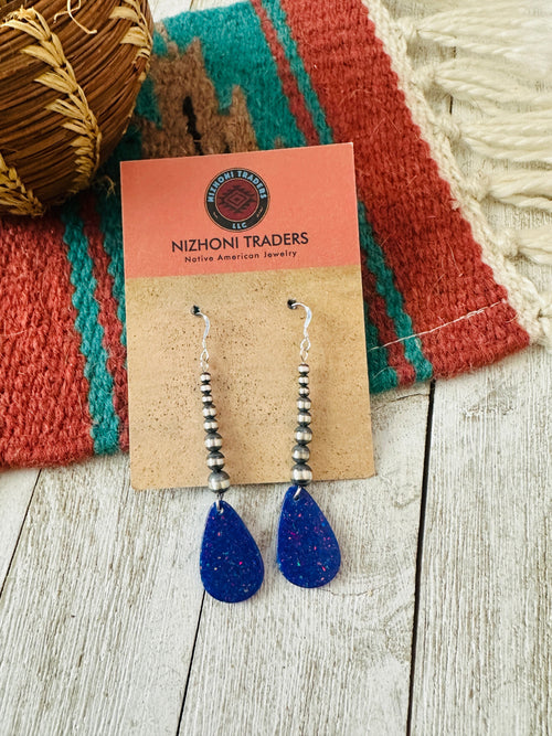 Summer Lovin’ Navajo Sterling Silver Pearl Beaded Opal Teardrop Dangle Earrings