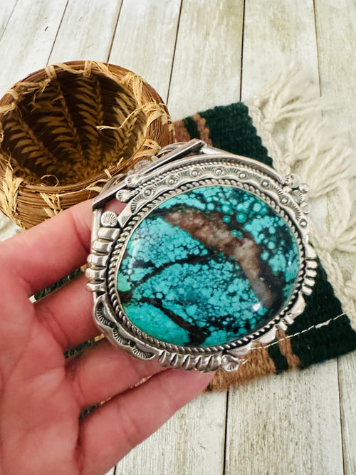 Old Pawn Navajo Tibetan Turquoise & Sterling Silver Cuff Bracelet