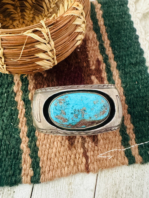 Old Pawn Navajo Turquoise & Sterling Silver Cuff Bracelet