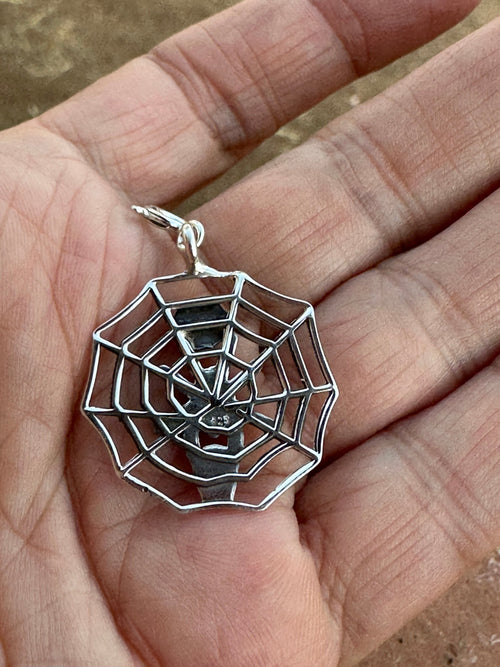 Halloween Collection Sterling Silver & Spice Spider Web Charm