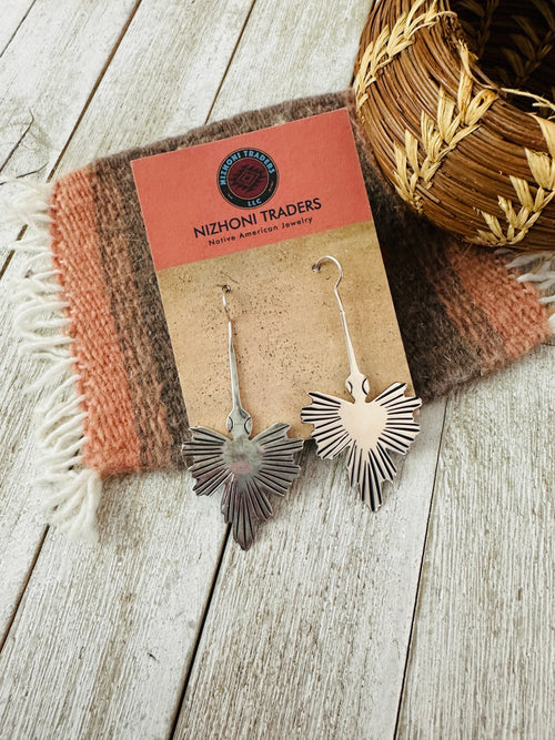 Old Pawn Navajo Sterling Silver Waterbird Dangle Earrings
