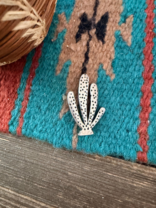 Old Pawn Handcrafted Sterling Silver Cactus Brooch