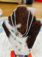 Navajo Sterling Silver, Spiny Oyster & Turquoise Beaded Necklace
