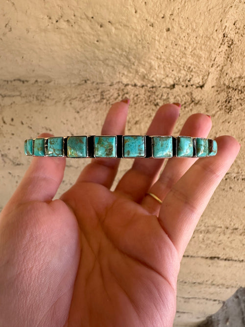 Handmade Turquoise & Sterling Silver Custom Bangles Size 8 Signed Nizhoni