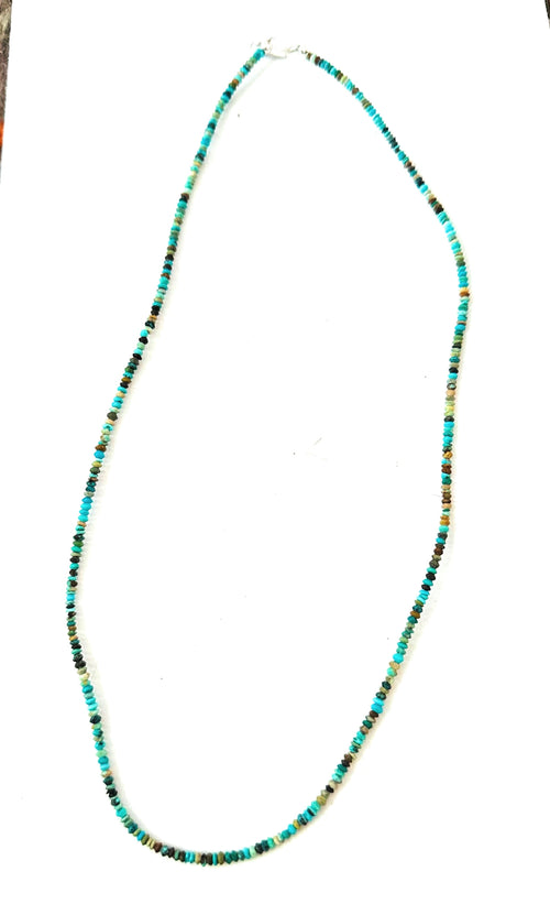 Navajo Turquoise and Sterling Silver Beaded Necklace 20”