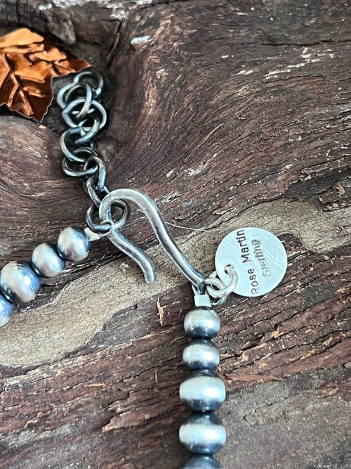 Rose Martin Sterling Silver, Spiny Oyster & Turquoise Single Strand Beaded Necklace, 18” + 1-1/2”