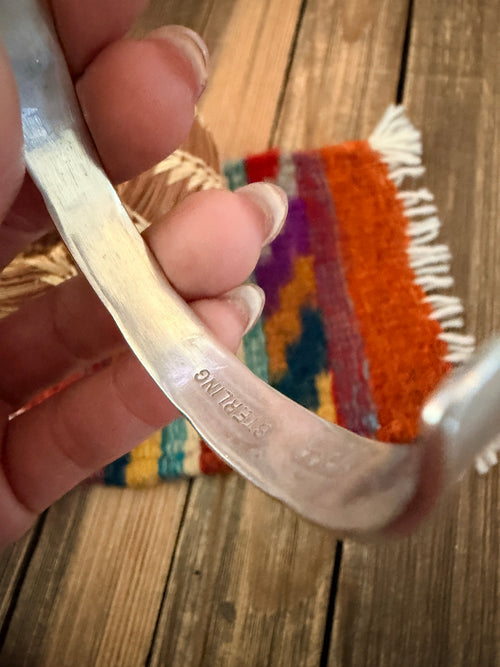 Handcrafted Old Pawn Sterling Silver Cuff Bracelet by Nora Bill