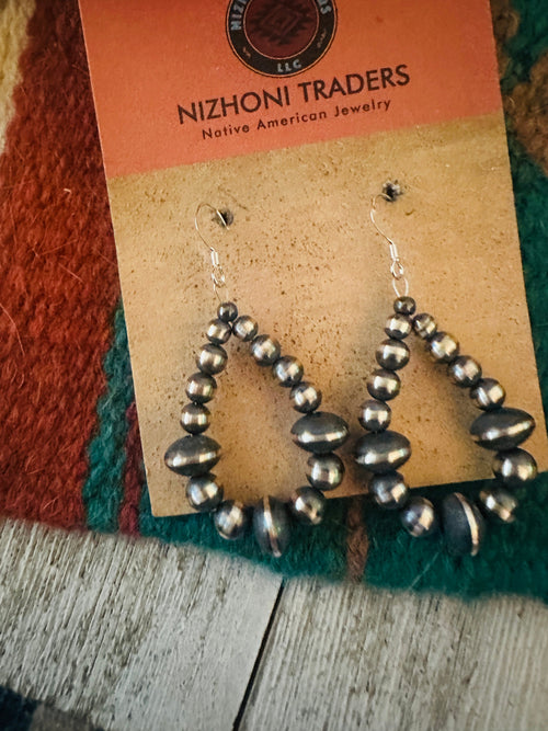 Handcrafted Sterling Silver Beaded Dangle Hoop Earrings