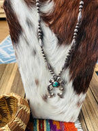 Old Pawn Handcrafted Turquoise & Sterling Silver Beaded Naja Necklace