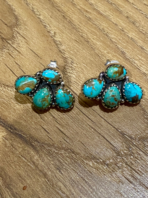 Nizhoni “The Backroads”  MINIS Turquoise & Sterling Silver 4 Stone Earrings Handmade