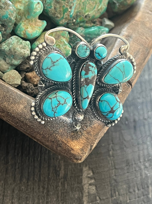 Apache Sterling Silver and Egyptian Turquoise Butterfly Ring by Rosella Paxson, Size 9