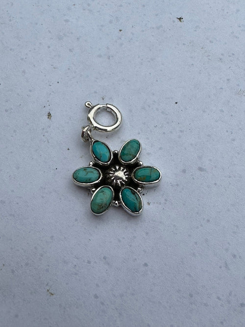 Sterling Silver and Turquoise Star Flower Charm