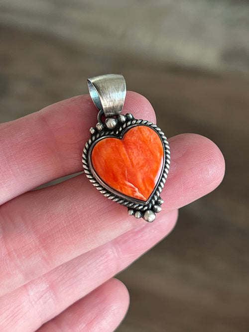 Navajo Sterling Silver Electric Rainbow Mini Heart Pendants by Bernyse Chavez