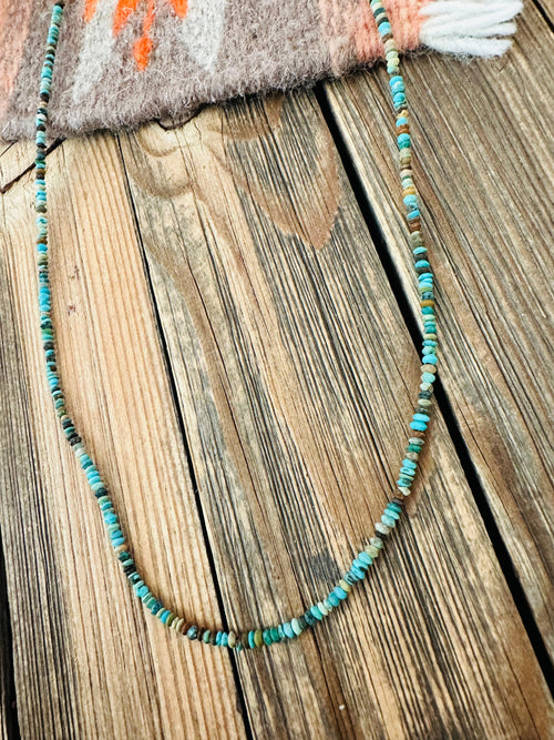 Navajo Turquoise and Sterling Silver Beaded Necklace 20”